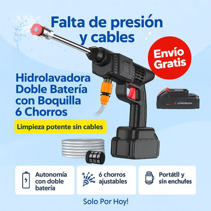 Hidrolavadora Doble Batería con Boquilla 6 Chorros